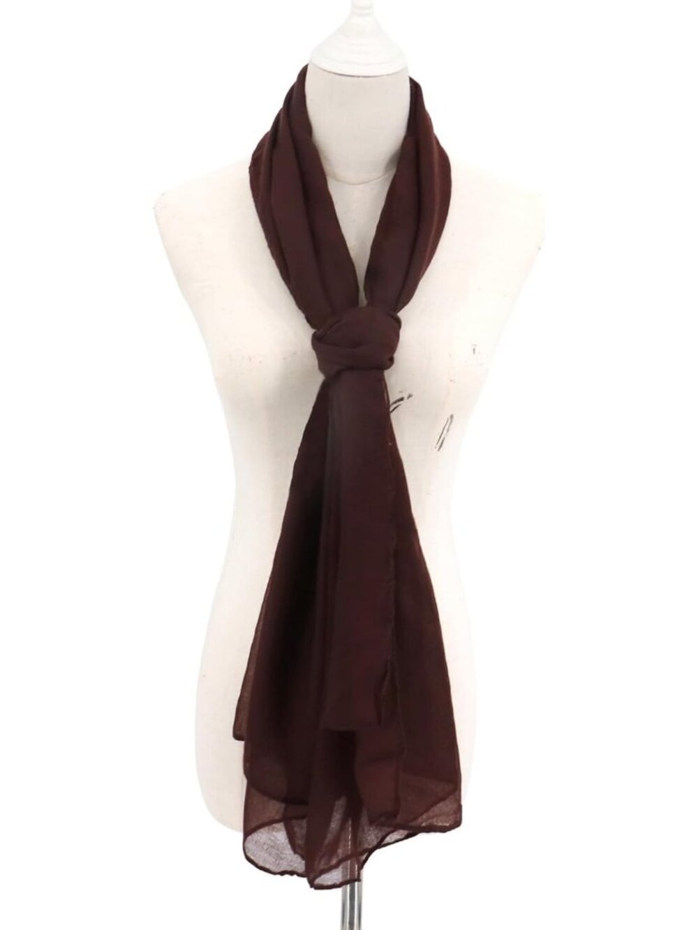 Women's Brown Stylish Cover Hijab Cotton Voile Wrap for Spring Fall Scarf Shawl - Picture 5 of 5